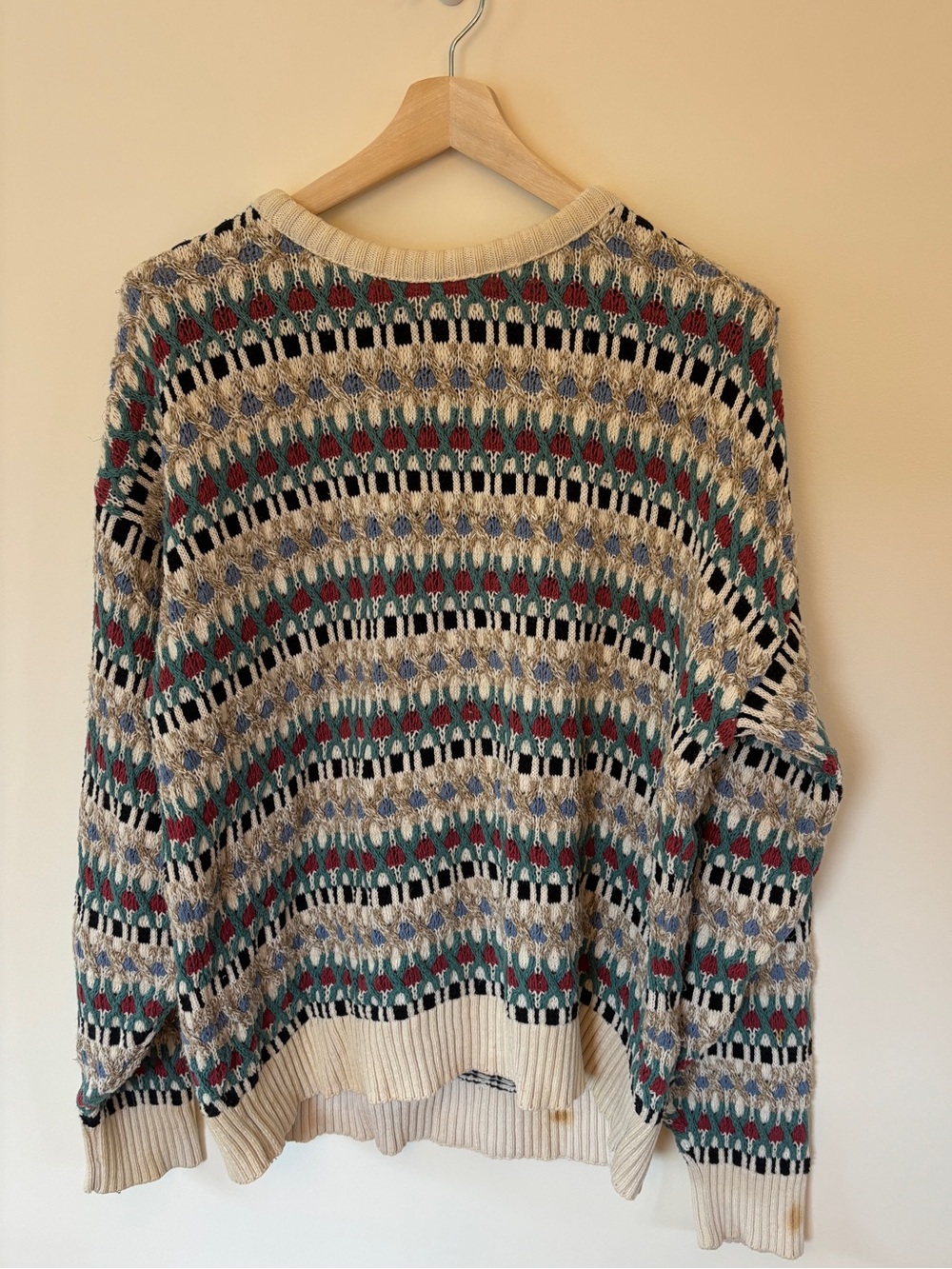 Vintage Knit Patterned Crewneck Sweater